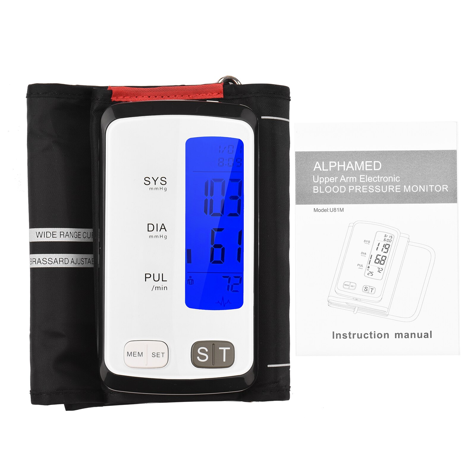 Smart BT Blood Pressure Tester Automatic Upper Arm Electronic Blood Pressure Monitor 3.2-inch LCD Display BP Cuff for Home Use