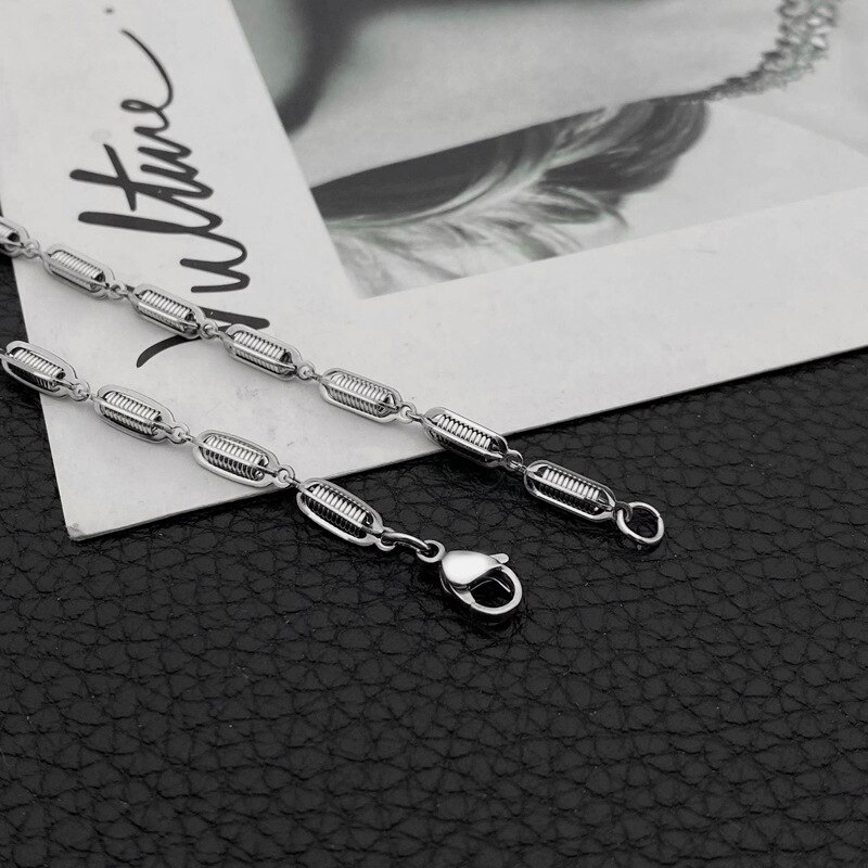 Pulsera de cadena de acero inoxidable con agujeros para hombre y mujer, de San Valentín de 17 + 5cm, 3,5mm