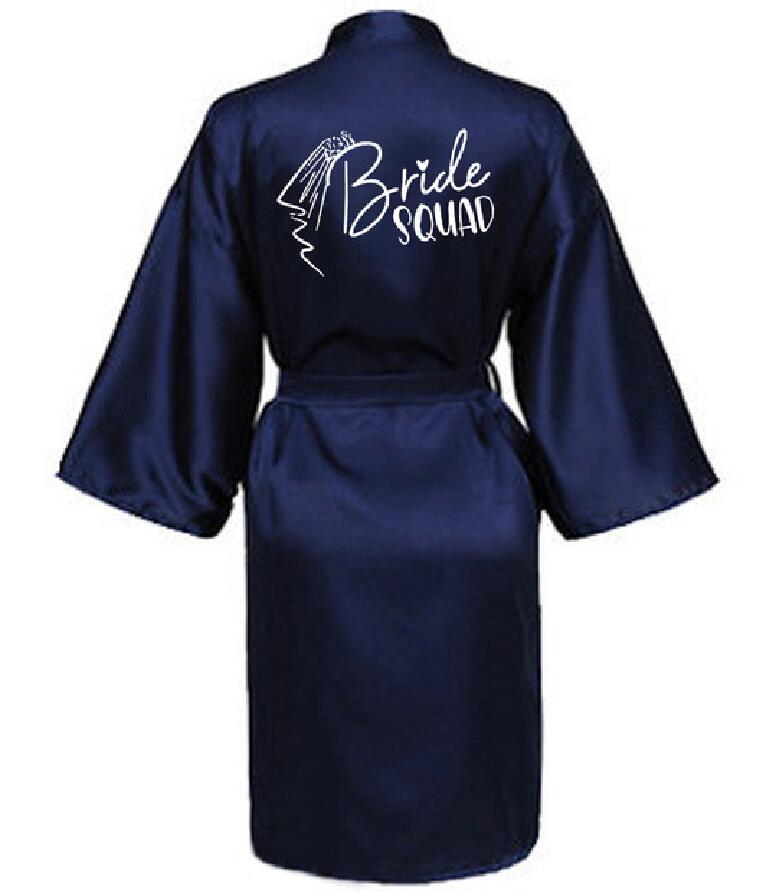 Bata de novia para equipo de de boda con letras negras, pijama de satén tipo kimono, albornoz de dama de honor SP036: M / Verde
