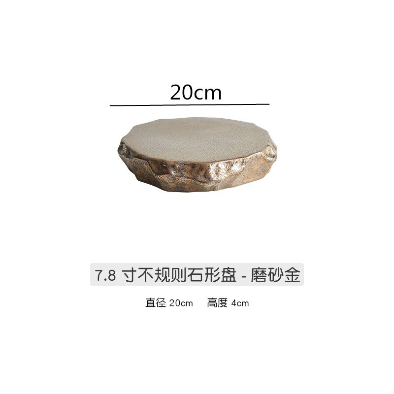 Irregular Ceramic Plate Decorative Flat Plate Dinner Plates Western Dishes Hotel Restaurant Tableware Sushi Dish Dessert Plates: Frosted gold 20cm