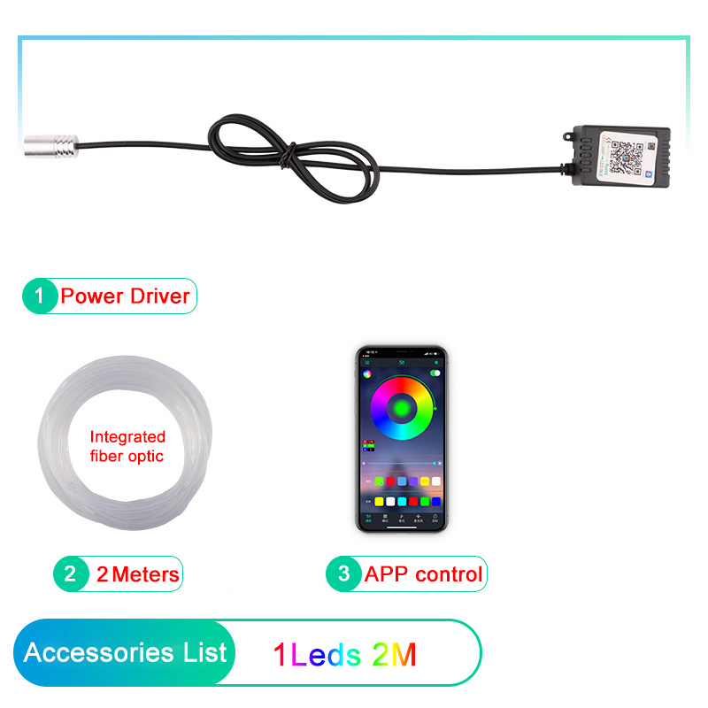 LED Car Interior Ambient Strip Lights, RGB Fibra Óptica, Atmosfera Neon Lighting Kit, Controle Remoto, Auto Lâmpadas Decorativas