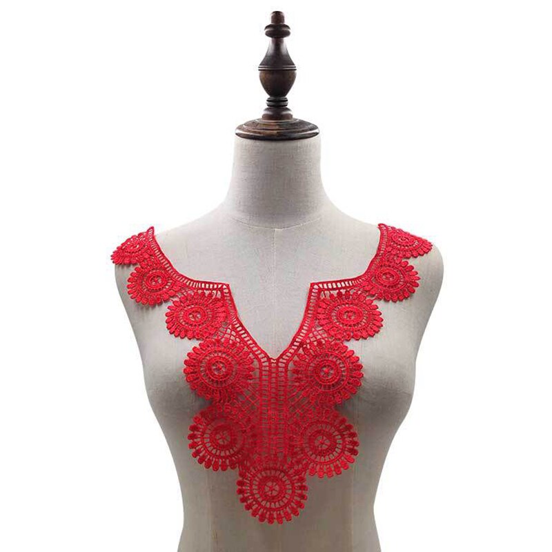 Tela de encaje de guipur para costura de ropa, apliques de cuello de mariposa, bordado, color negro: B1