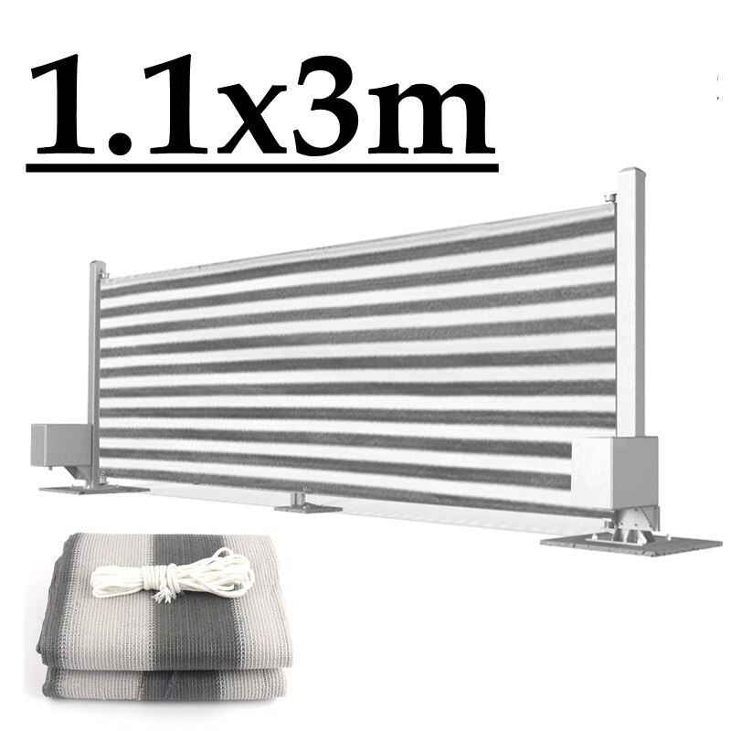Grey Stripes Balcony Fence Screen Stair Rail Mesh Anti-UV Windproof Apartment Balcony Protection Terrace Shelter Privacy Net: 1.1x3m