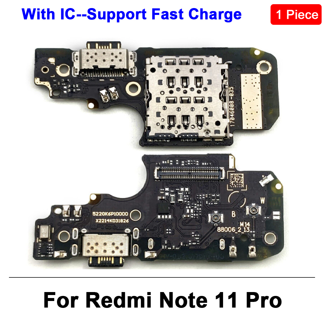 Usb Opladen Dock Poort Connector Flex Kabel Voor Xiaomi Redmi Note 10 Pro 10S 11 11S 12 7 8 8T 9 9S Pro 4G 5G Microfoon: Black