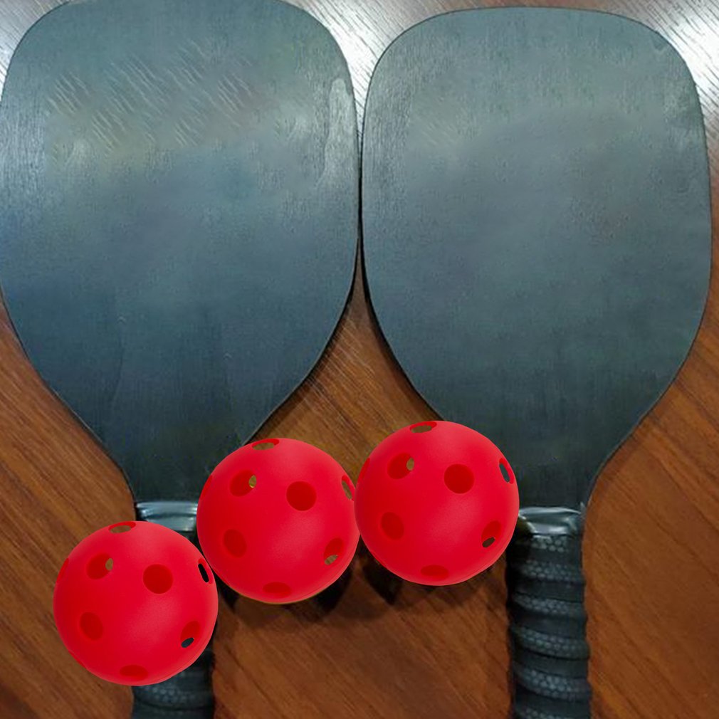 3 Stuks Geperforeerde Pickleball Rode Pickleball Bal Met Gaten Speelgoed Bal Voor Indoor En Outdoor Rechtbanken