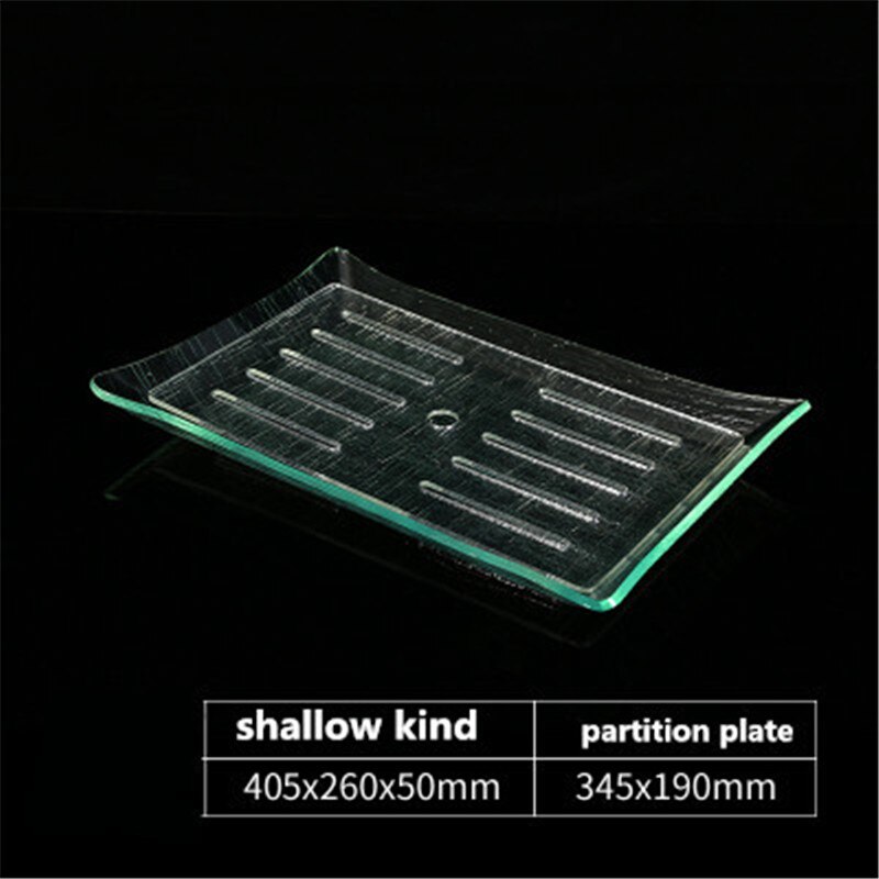 Plato acrílico rectangular transparente sashimi, bandeja de hielo crudo para pescado, plato japonés coreano para sushi, mariscos, buffet, plato para servir mantequilla: 40.5x26x5cm