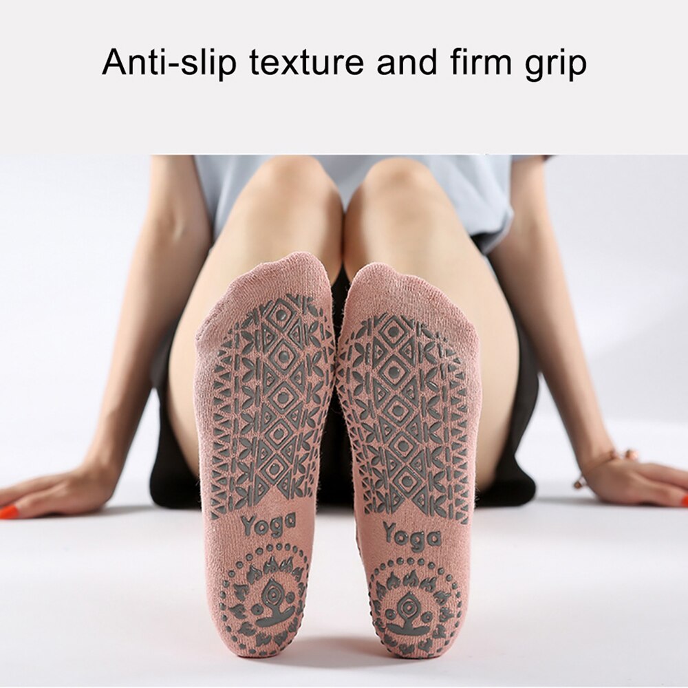 1 paar yoga-socken für damen, gekreuzt, dick bedruckt, atmungsaktiv, rutschfest, fingersocken, geeignet für indoor-fitness, pilates, sport und andere aktivitäten