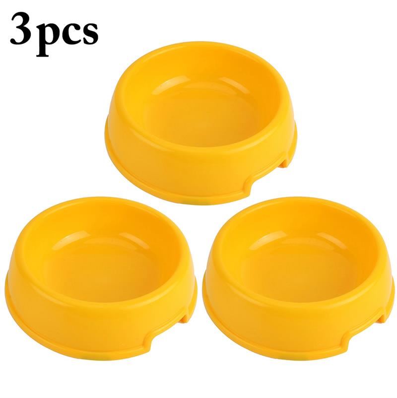 Bol en plastique à usages multiples pour chien, 3 pièces, forme ronde, bol d'alimentation pour animaux de compagnie: yellow