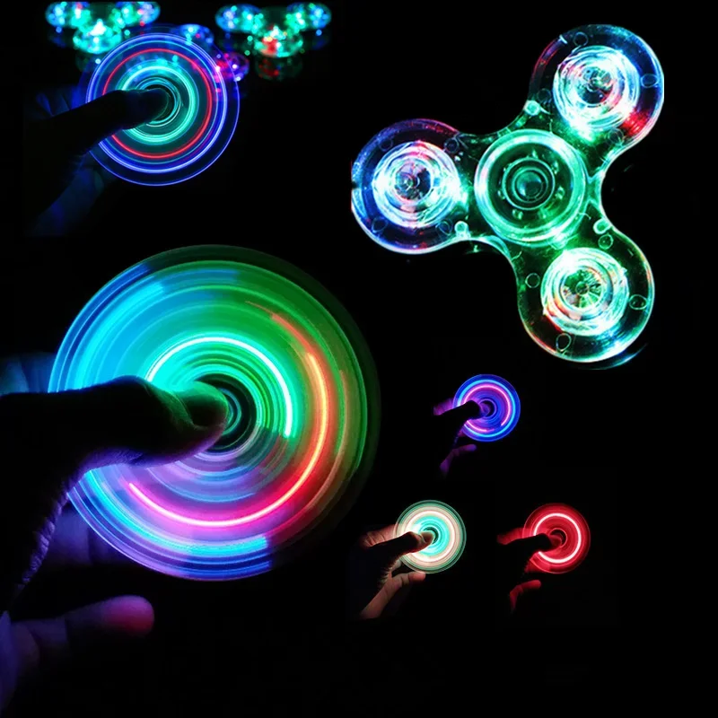 LED light Fidget Spinner Hand Top Spinners Glow in Dark Light Spiner Finger Stress Relief Interesting Toys for Children