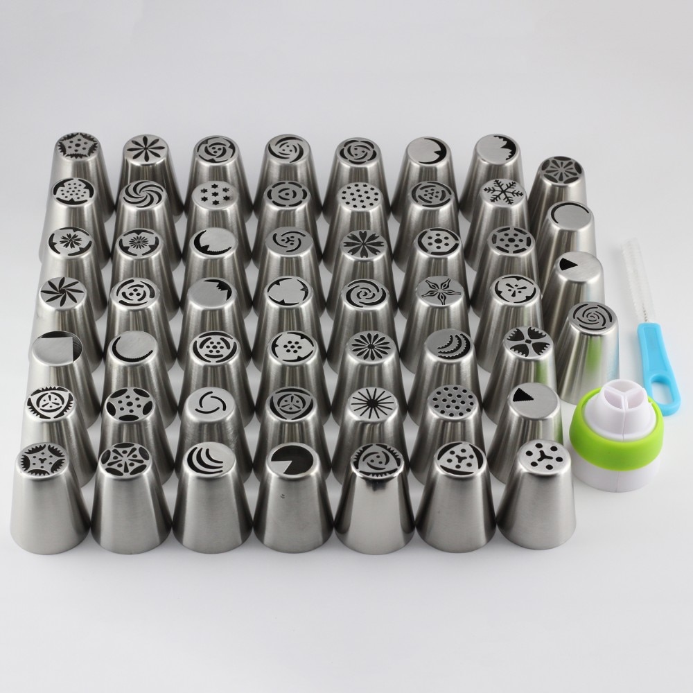 Mujiang 55 Stks/set Rvs Russische Tulp Icing Piping Nozzles Pastry Tips Cake Decorating Tools Voor De Keuken Bakken