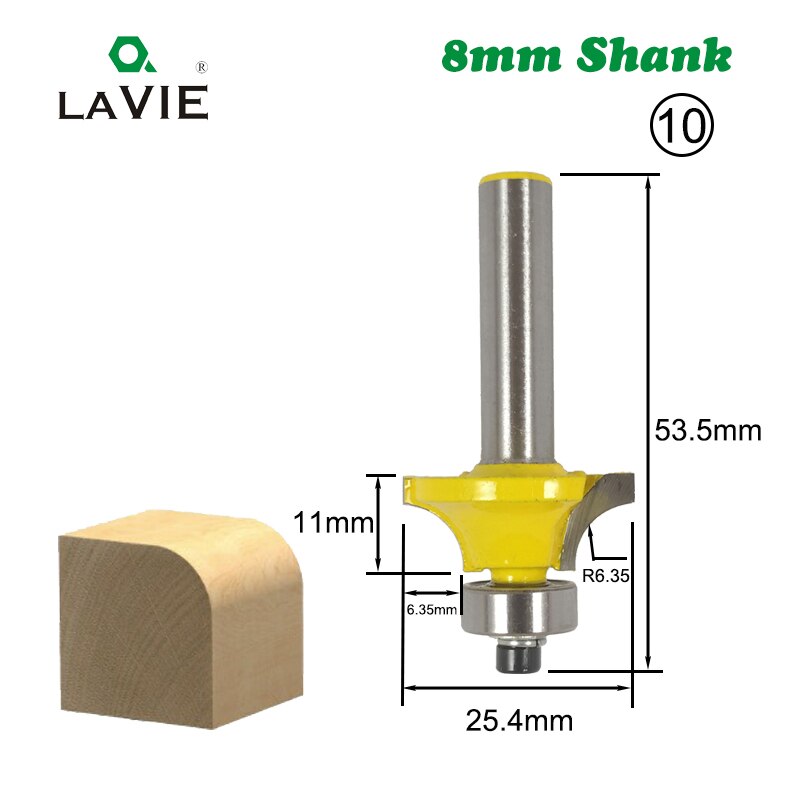 1pc 8mm skaft trefreserbit rett tv spyle trimming rengjøringe rund hjørne vik eske biter fresekutter til tre  mc02042: Nr. .10