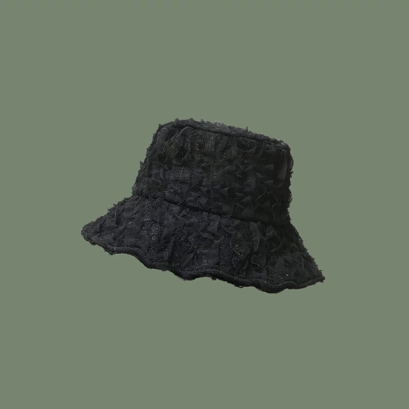 Sombrero de encaje suave para mujer, sombrero de ala ancha con flores, flexible, para verano,: Black