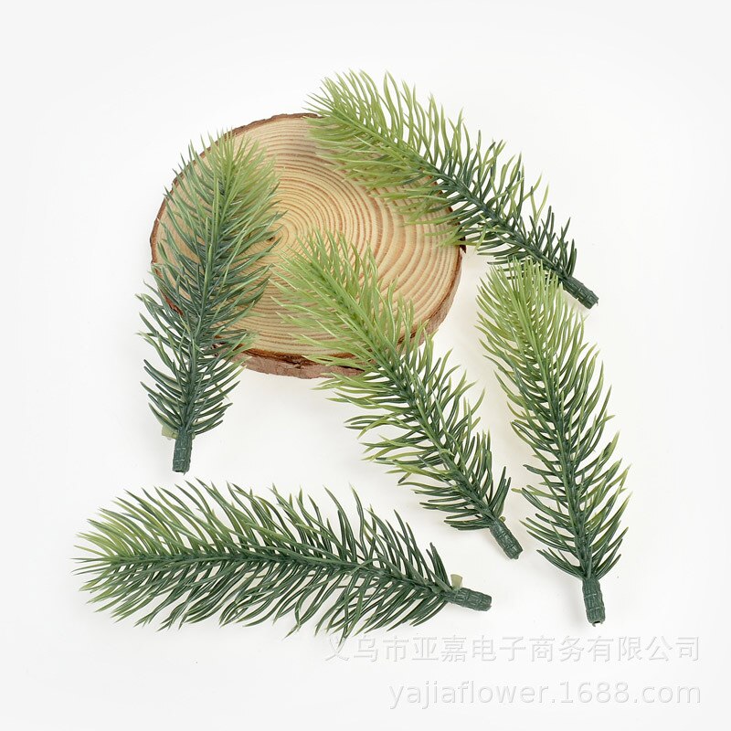 5/10 stücke Weihnachten Künstliche Grün Kiefer Zweige Künstliche Blume Pflanze Hochzeit Weihnachten DIY Hause Weihnachten Baum Dekoration: Pine Needle A 9cm / 10PCS