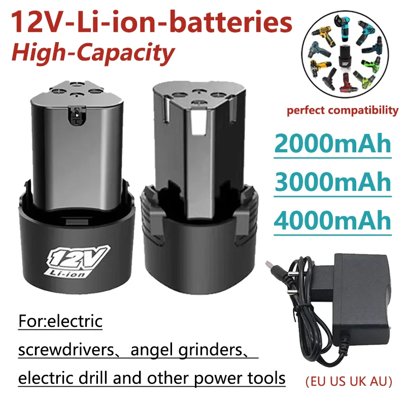 Akumulator litowo-jonowy 12 V do wkrętarki elektrycznej wiertarka elektryczna mini szlifierka kątowa elektronarzędzia UE USA UK AU Wtyczka