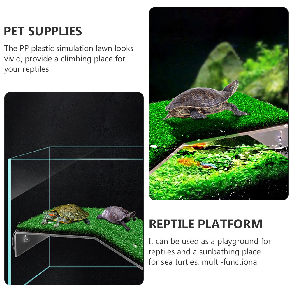 2Pcs Turtle Basking Platform Aquarium Floating Platform Simulation Lawn Reptiles Basking