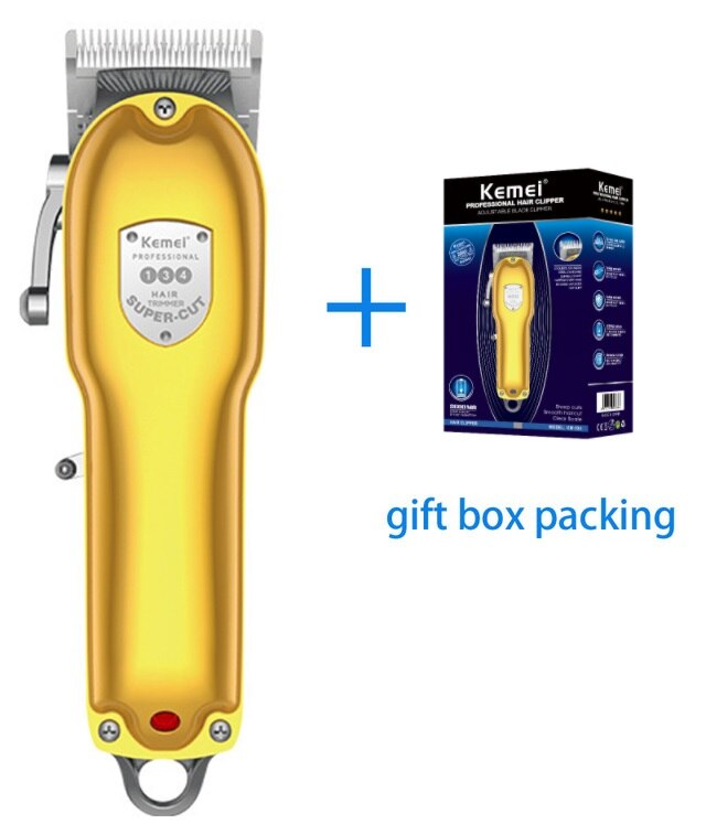 100-240v kemei uppladdningsbart hårtrimmer hårklippare hår rakning maskin hårskärning skägg elektrisk rakhyvel: Guld km -134