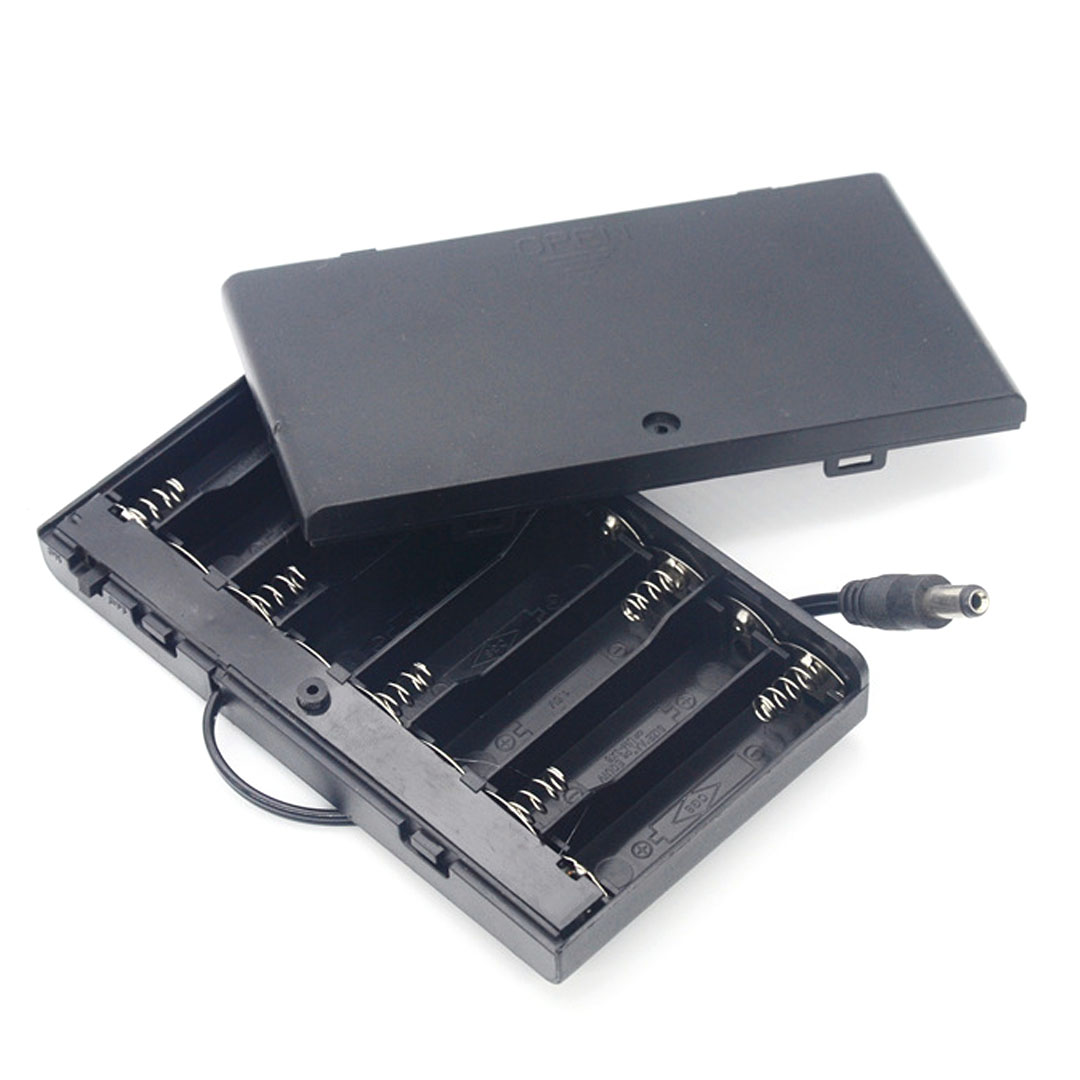 12V 8 AA Batteries Holder Storage Case Plastic 1.5V Battery Case ON/OFF Switch with Cap Wire for 8 X 1.5V AA Batter: green