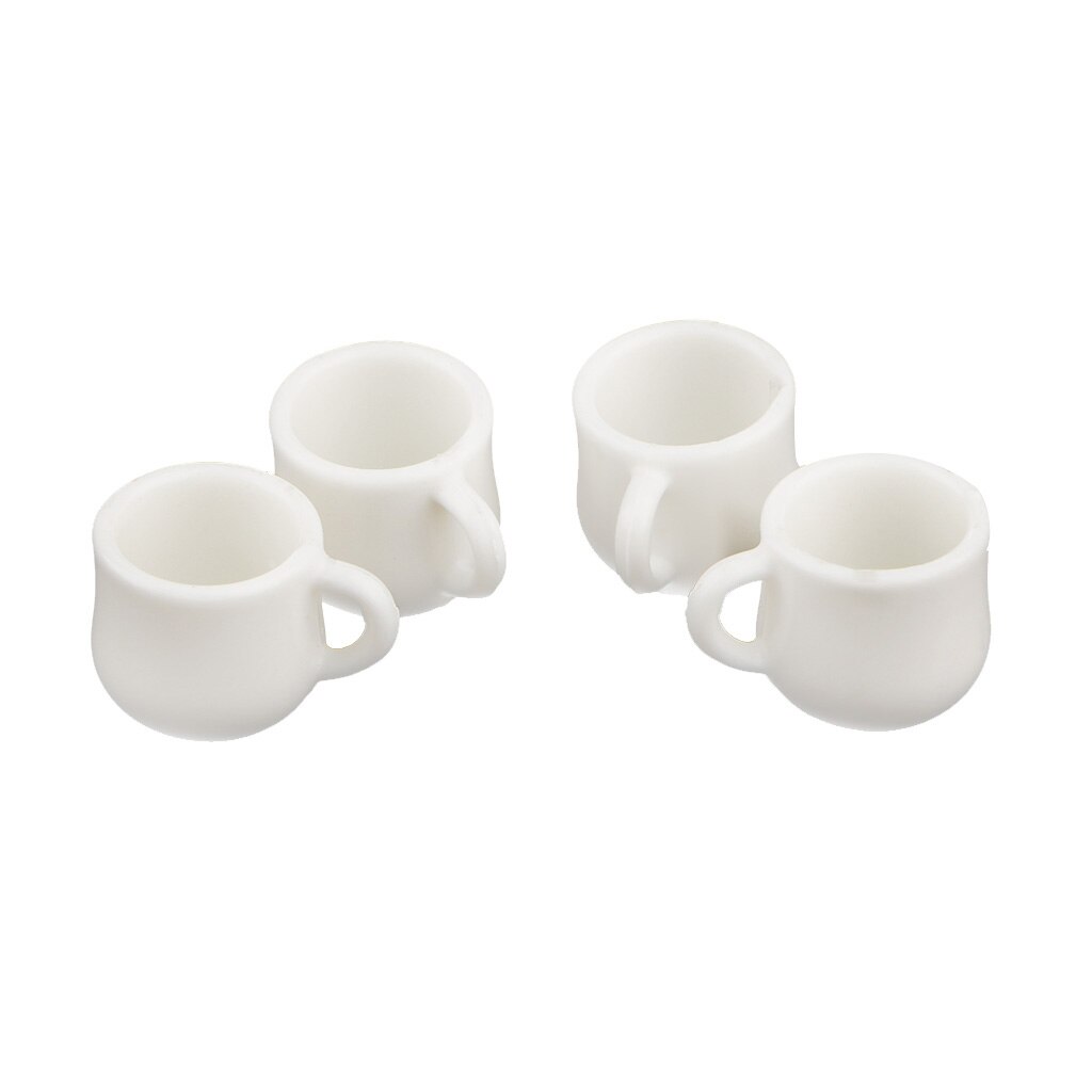 Pack of 4pcs 1:12 White Coffee Tea Cups Dolls House Miniature Home Table Ornament