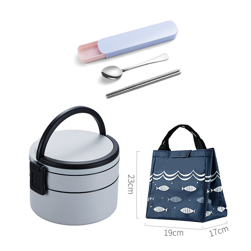 1100ml Portable 2 Layer Healthy Lunch Box Food Container Microwave Oven Lunch Bento Boxes With Cutlery Lunchbox: 09