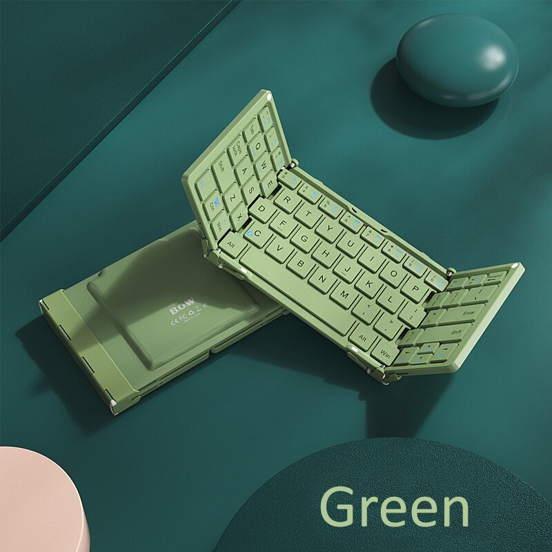 Bluetooth Wireless Tastatur Folding für iPhone iPad Tablet Laptop Macbook PC Kompatibel mit IOS Android Windows Universal INS: HB066 Green