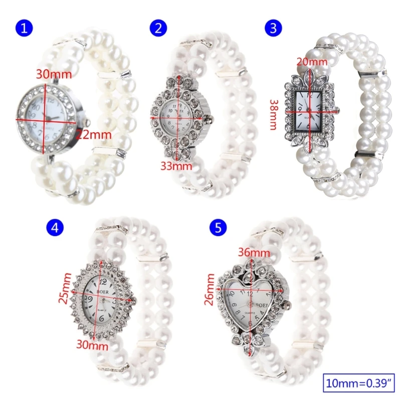 Dameshorloge, klok, casual polshorloges voor dames, horloges met parelarmband, horlogebandje, quartz polshorloge, horloges, sieraden