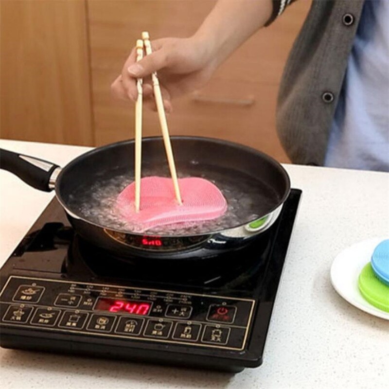 1 st silikon skål skur skrubber smuts rengöring kökshandduk för non-stick olje rengöring tvätt verktyg köksrengöringsborste