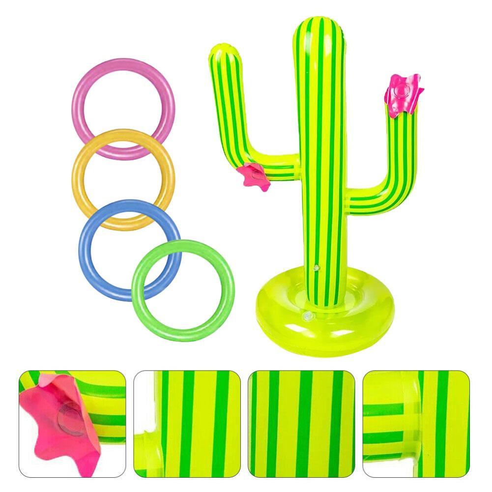 Pvc Opblaasbare Cast Ring Speelgoed 1 Opblaasbare Cactus En 4 Ringen Outdoor Zwemmen Drijvende Zwembad Spel Opblaasbare Cactus Speelgoed