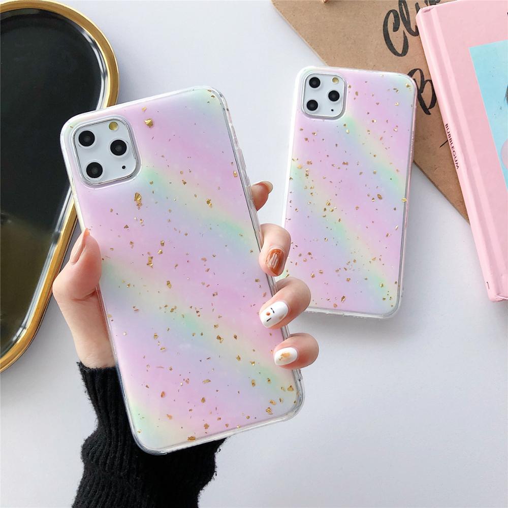 Gevallen Voor Oppo R15X RX17 Neo Ax7 A5S F9 Realme 2 Pro A3S F11Glitter Goud Folie Lijm Aquarel Regenboog cover Anti-Val Coque: For Realme 2 Pro / 202