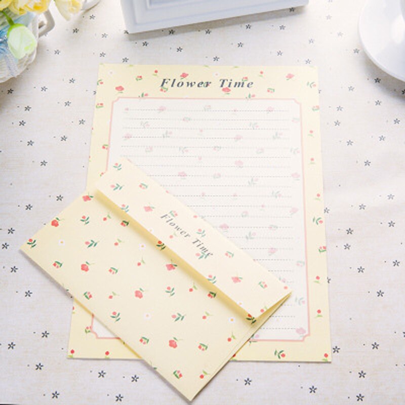 Liefde Envelop Wedding Brief Uitnodiging Brief Papier Set 3 Pcs Papier Envelop 6 Lakens Groet Bloemen Vogel Brief Schrijven Papier: D