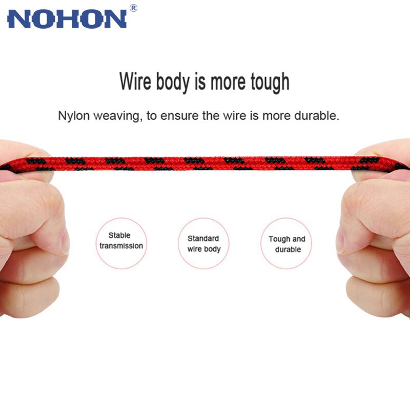 NOHON Micro USB Cable For Samsung Xiaomi Lenovo LG Sony HTC Mobile Phone Nylon USB Charger Cable Fast Charging Microusb Cables