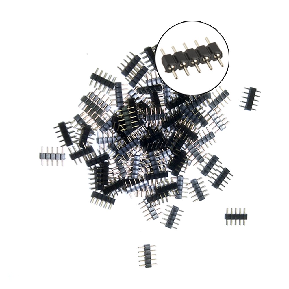10-100 stk 4- pinners 5- pinners nål rgb rgbw-kontaktadapter mannlig dobbeltinnsats til rgb rgbw 5050 3528 2835 ledet stripe lys