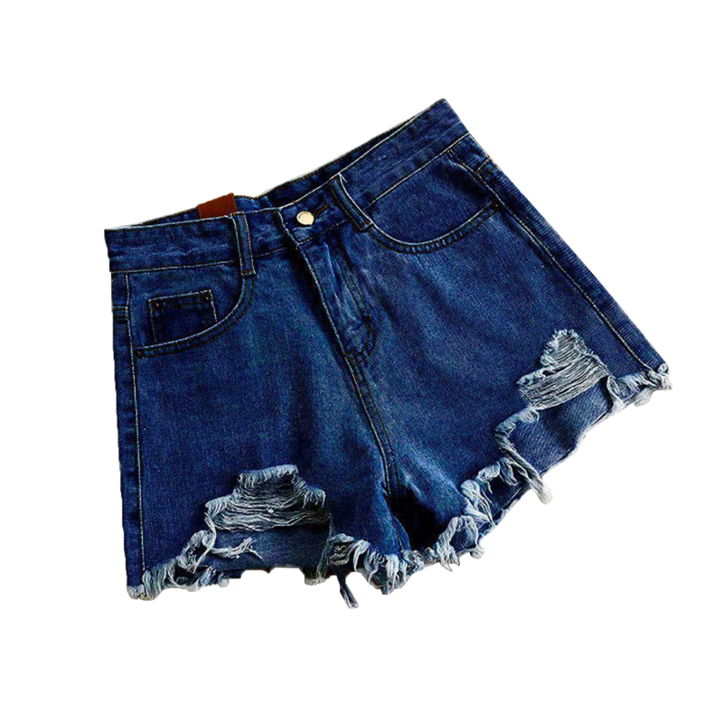 Short en jean taille haute à jambes larges pour femmes, denim coréen, trous, féminine, , décontracté, rue, court, , 2024: M / Beige