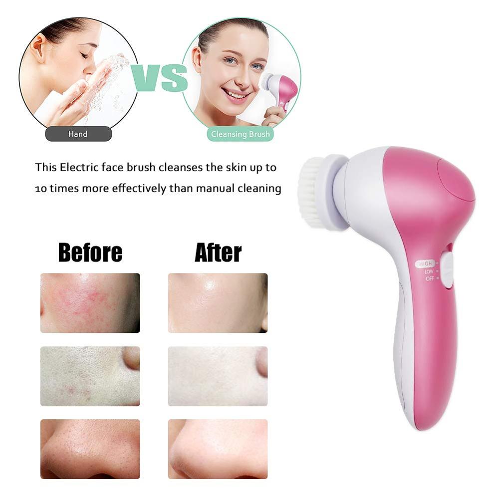 5 in 1 Elektrische Wasserdichte Gesichts Reinigung Dreh Pinsel einstellen für Tiefe Reinigung, Sanfte Peeling, Entfernen Mitesser, massieren