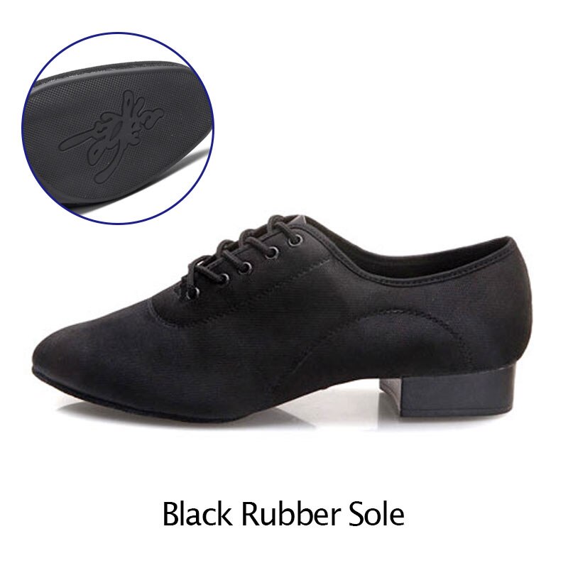 Salsa Dance Shoes Men Ballroom Latin Dancing Shoes Soft Sole Cloth Man Tango Practice Shoe Low Heel Male Dance Sneakers: Black rubber sole / 7