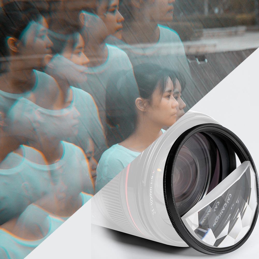 Filtro de cámara de 77mm para fotografía DSLR, filtro de efectos especiales de primer plano, doble media luna, lente prisma Variable para foto