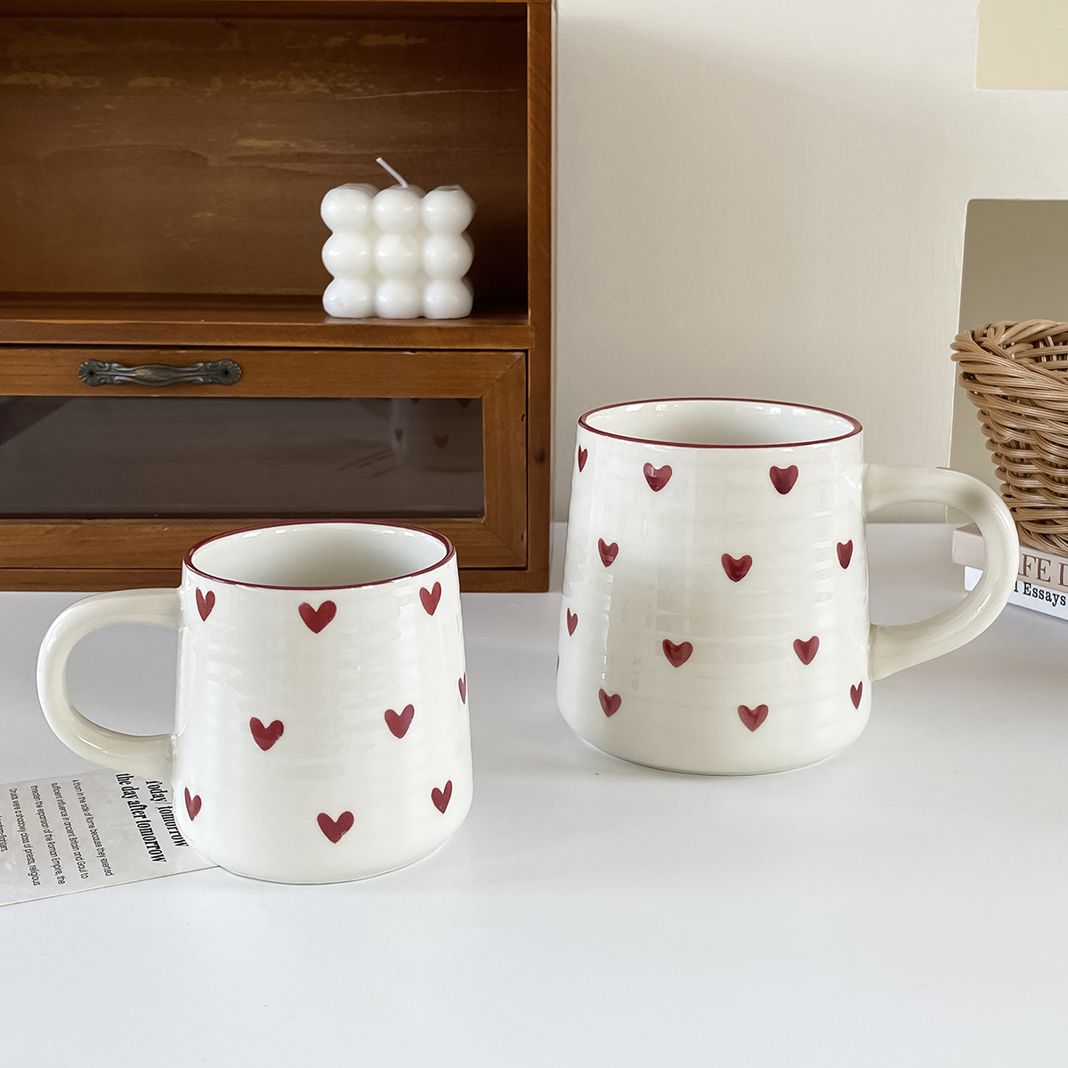 Kubek ceramiczny kocham, uroczy mały kubek ceramiczny kocham Kubek robić kawy, odpowiedni robić picia w domu, popołudniowej herbaty, picia w biurze, kawiarni Latte Sztuka, pamiątki, prezentu walentynkowego, prezentu urodzinowego