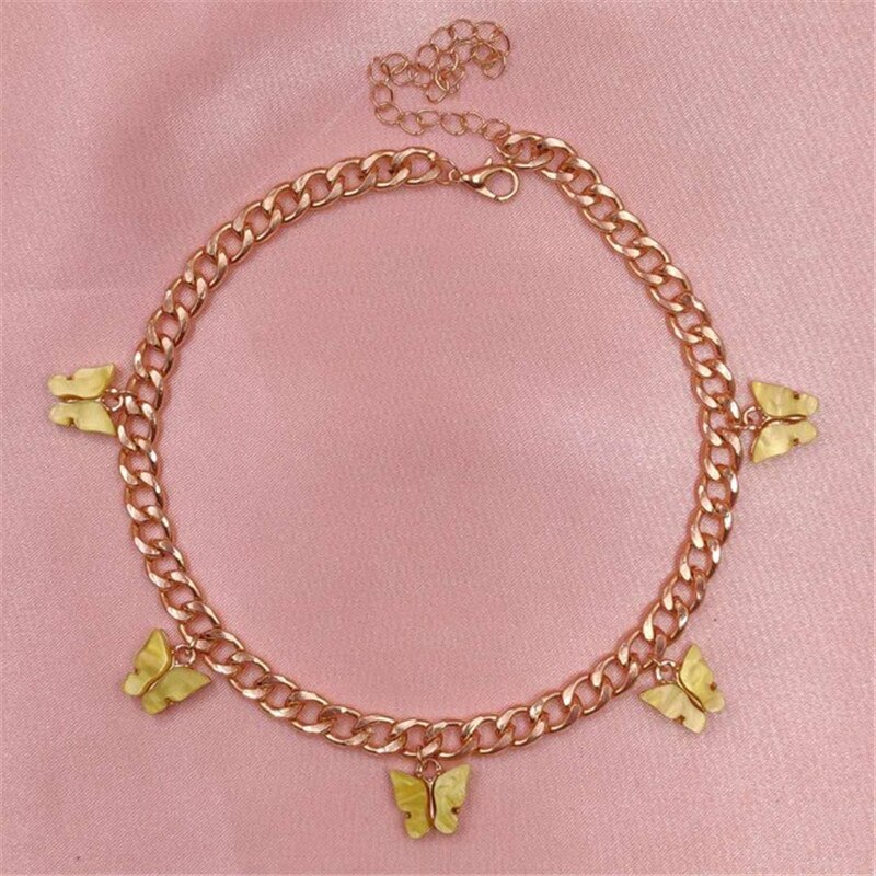 Punk Gold Silver Color Chain 5 Butterfly Choker Necklace for Women Wedding Party Statement Cute Pendant Necklaces Jewelry: 5