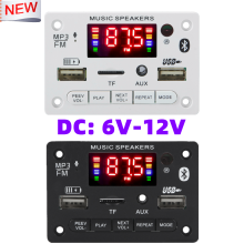 6V 12V Bluetooth 5.0 MP3-Dekodierungsplatinenmodul Drahtloses Auto USB MP3-Player TF-Kartensteckplatz USB FM mit Mikrofon Freisprechsteuerung