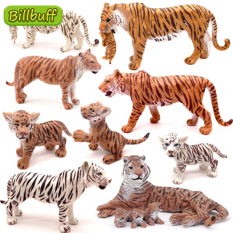 Simulatie Wild Bos Dieren Koning Solid Tijger Cubs Model Action Figures Beeldjes Collectie Vroege Onderwijs Speelgoed Voor Kinderen