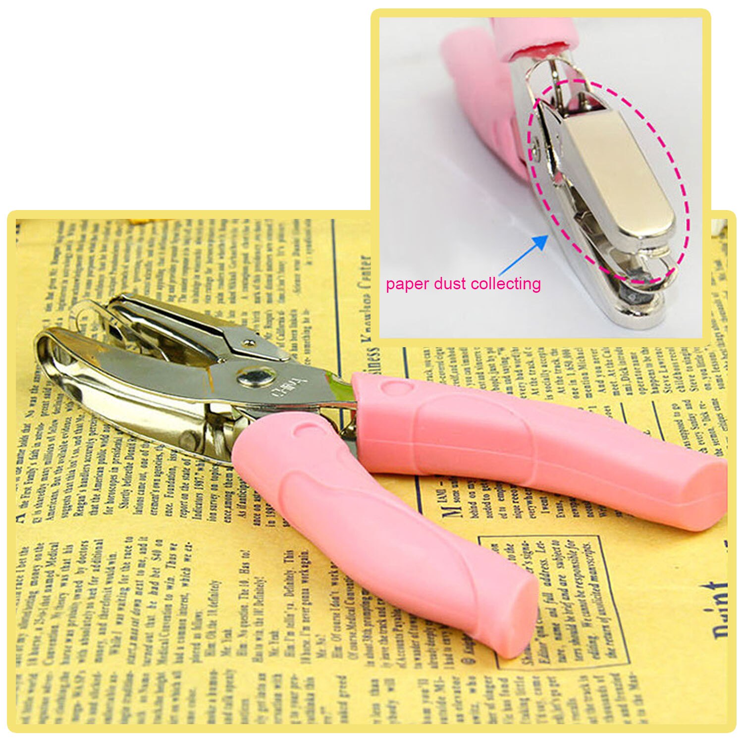 Manual Metal Single Hole Punch Puncher with Silicone Handle for Office School Home Paper Scrapbook Notebook Greeting Cards