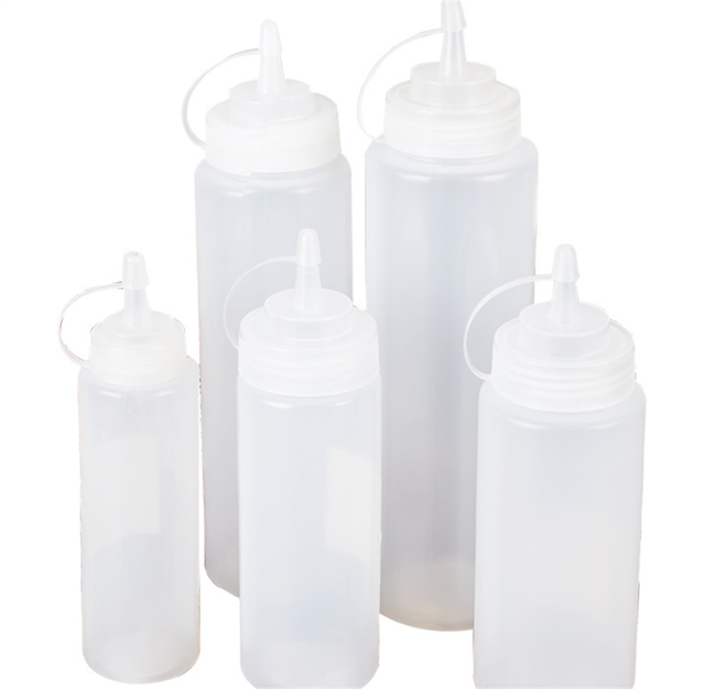 8-24oz Plastic Clear Squeeze Squeezy Sauce Bottle Mayo Dispenser Bottles: White / 450 ML