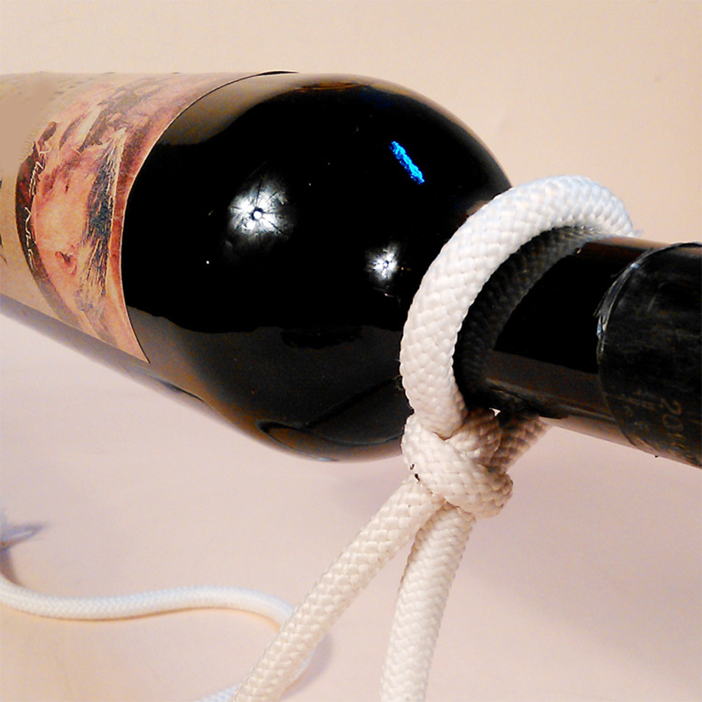 Soporte para cadena de vino hecho a mano, soporte para botella de Alcohol suspendido 3D mágico, soporte para botella de vino de cuerda blanca, barra de cocina casera práctica