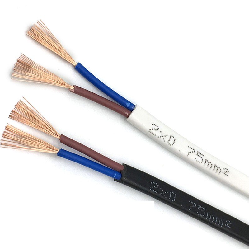 2-core 18AWG flat parallel cable 17/15/13/11AWG pure copper core PVC sheath power cord lighting monitor line