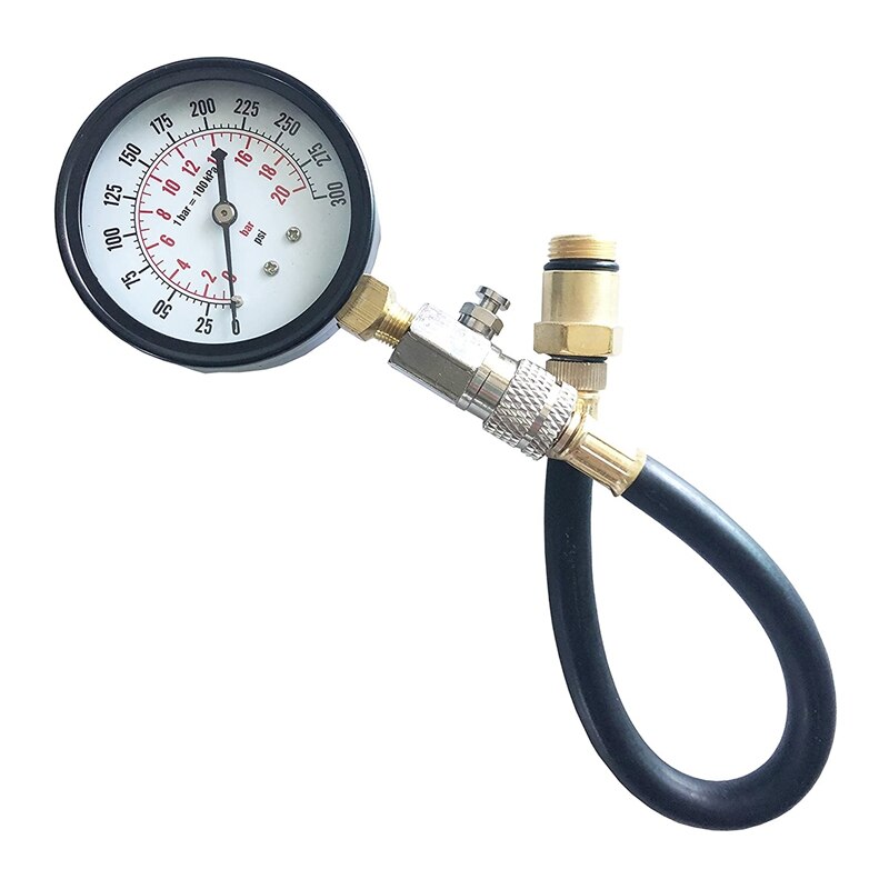 G324 0-300PSI Compression Engine Cylinder Tester Pressure Gauge Tester Kit Car Diagnostic Tool