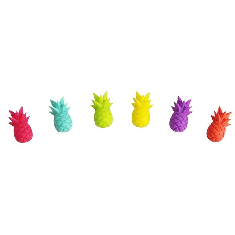Rotulador de silicona para copa de vino tinto, marcadores creativos de piña para bebidas, dijes para copas de vidrio (Color aleatorio), 12 Uds.