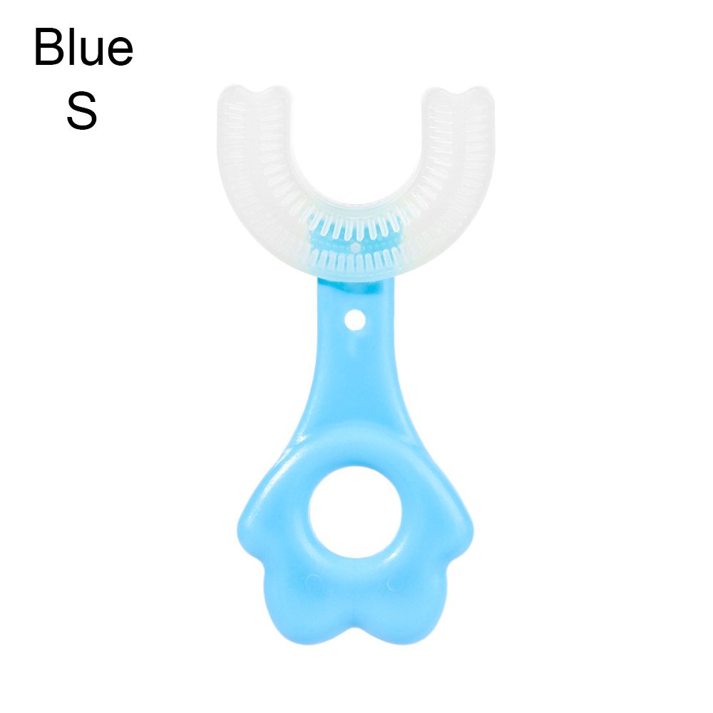 Silicone U-Shape Toothbrushes Kids Manual Toothbrushes Toddler Teeth Cleaning Brushes Oral Care: blue-S