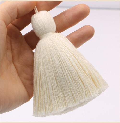 19cm fluffy bomuldsfedt kvast vedhæng hjem tekstil gardin tøj vedhæng kvaster diy nøglepose armbånd halskæde håndværk kvaster: Beige