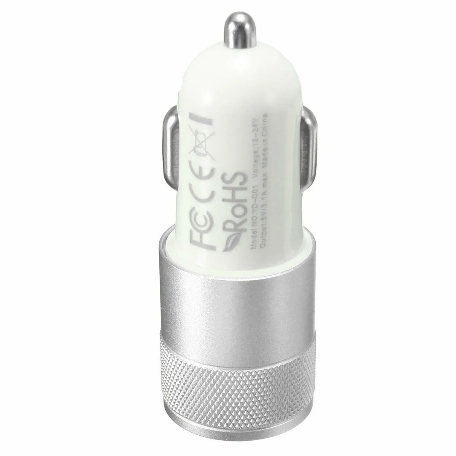 Autolader 2-poorts dubbele USB-aansluiting Aanstekeradapter Snelle oplader Universele zilveren dubbele USB-autoladeraccessoires