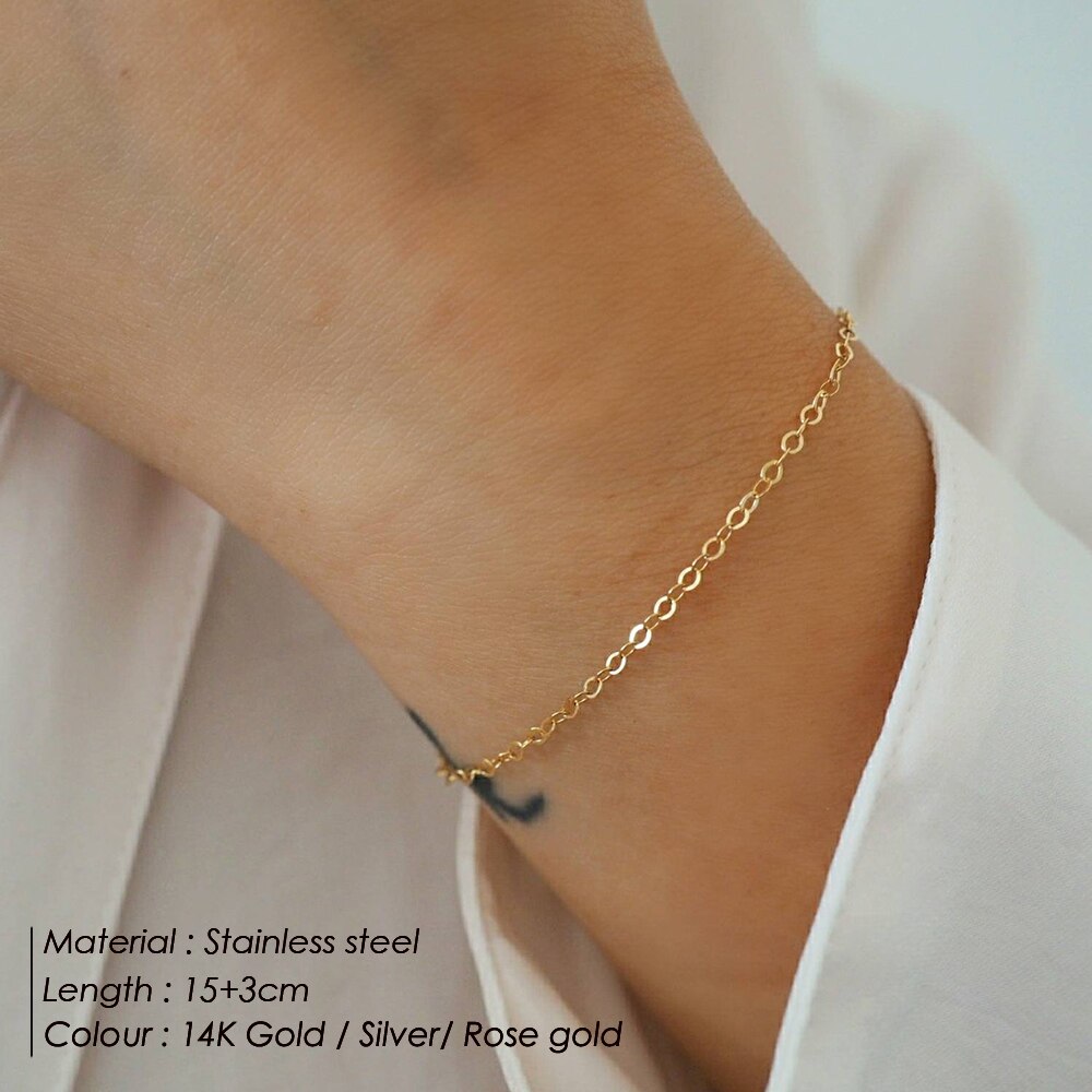 E-Manco Mode Eenvoudige Kralen Ball Chain Multi-Layered Armband Sieraden Dunne Link Chain Vrouwen 316L Rvs ketting Sieraden