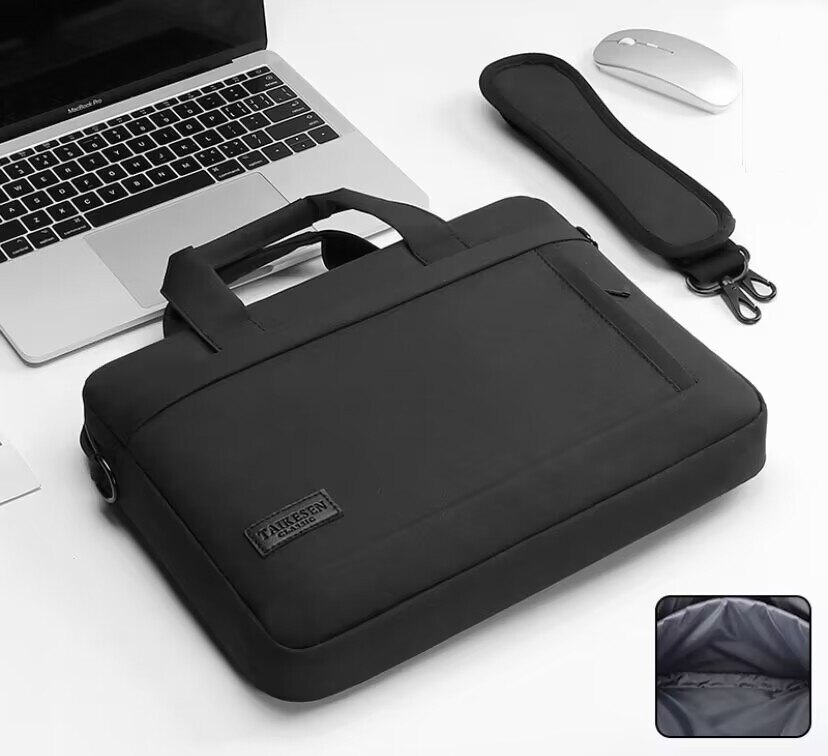 Business Laptop Bag Case Shoulder Tote Bag Notebook Bag Briefcase For 13 15 17 Inch Macbook Air Pro HP Huawei Asus Dell: 17-inch / black